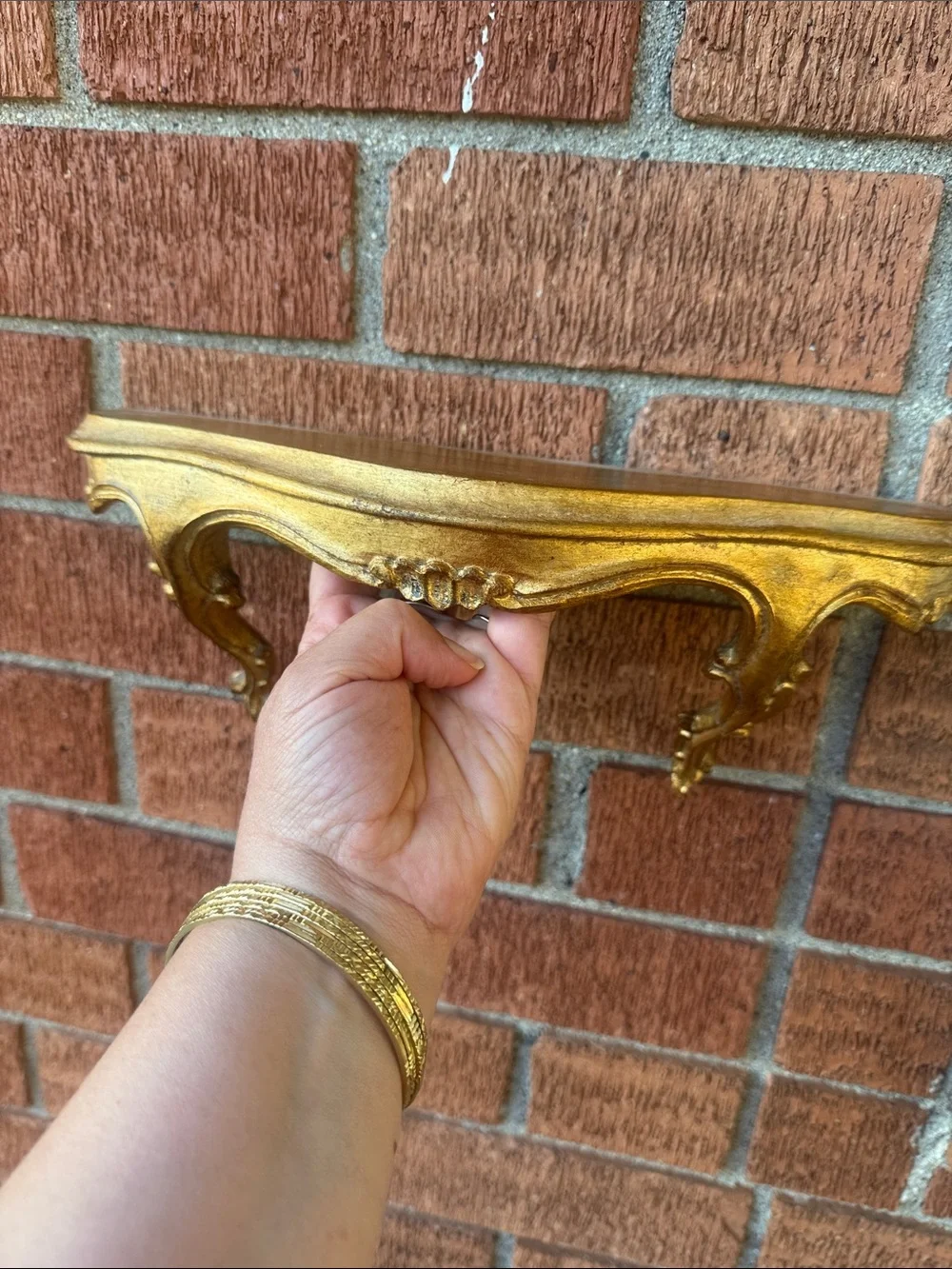 VTG Handmade Gold Gilt Italian Florentine Ornate Carved Wall Shelf - 13 1/2”